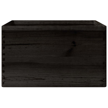 Wooden Box with Handles Black 40x30x23 cm Solid Wood Pine