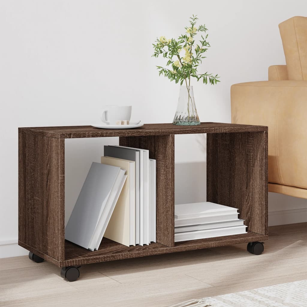 Rolling Cabinet Brown Oak 72x33x42,5 cm Engineered Wood