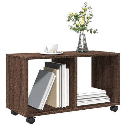 Rolling Cabinet Brown Oak 72x33x42,5 cm Engineered Wood
