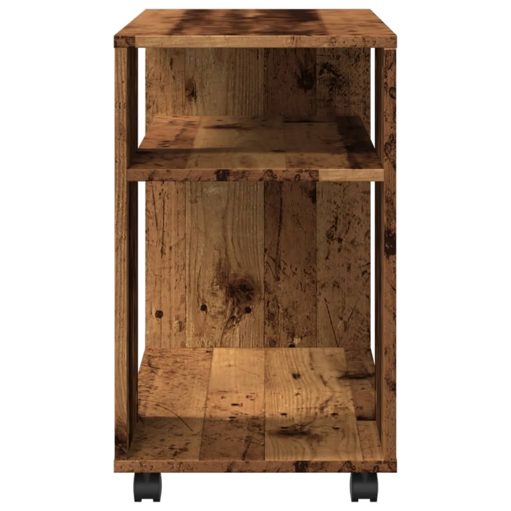 Side Table with Wheels Old Wood 70x35x60 cm Engineered Wood