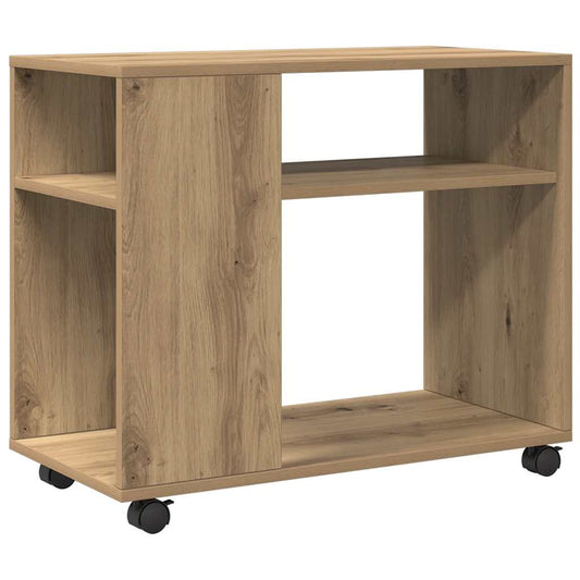 Side Table with Wheels Artisian Oak 70x35x60 cm Engineered Wood