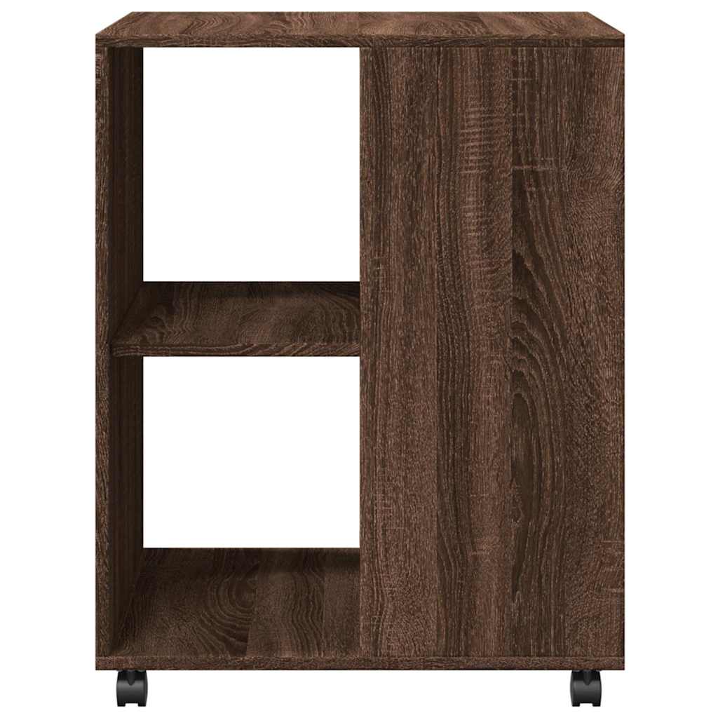 Side Table with Wheels Brown Oak 55x60x78 cm Engineered Wood