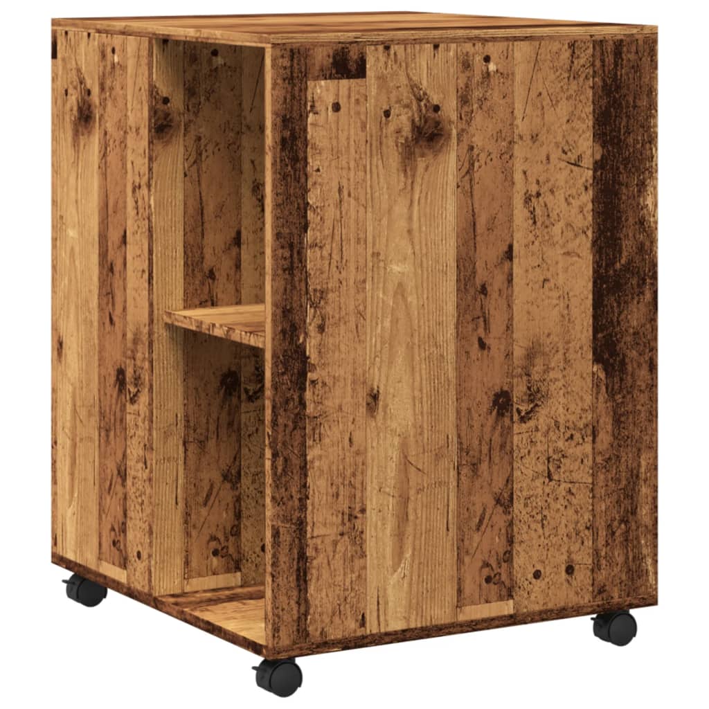 Side Table with Wheels Old Wood 55x60x78 cm Engineered Wood