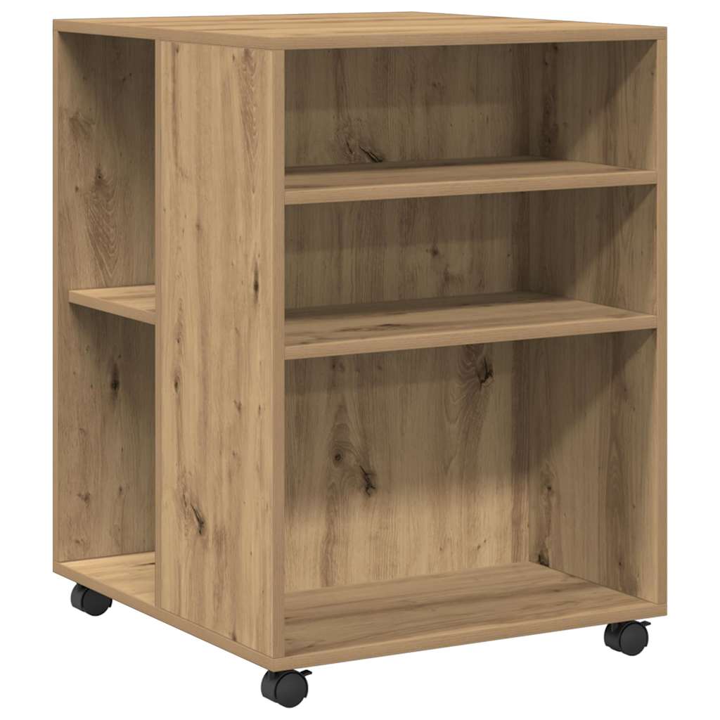 Side Table with Wheels Artisian Oak 55x60x78 cm Engineered Wood