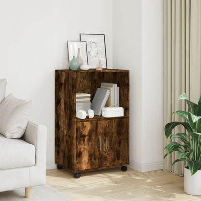 Rolling Cabinet Smoked Oak 55x40x91 cm Engineered Wood