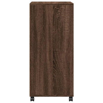 Rolling Cabinet Brown Oak 55x40x91 cm Engineered Wood