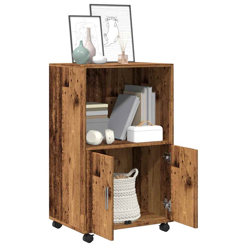 Rolling Cabinet Old Wood 55x40x91 cm Engineered Wood