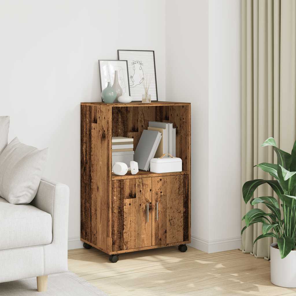 Rolling Cabinet Old Wood 55x40x91 cm Engineered Wood