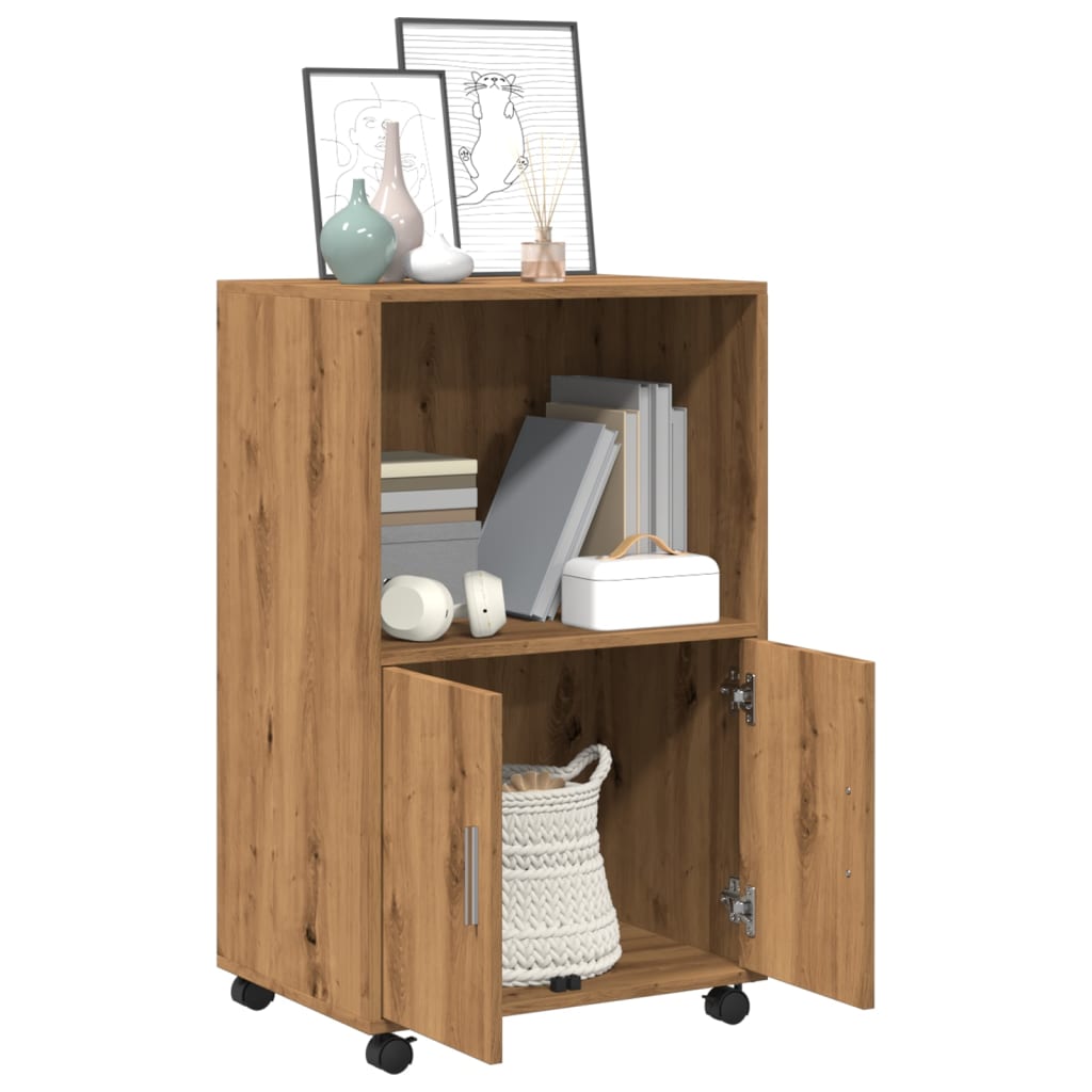 Rolling Cabinet Artisian Oak 55x40x91 cm Engineered Wood