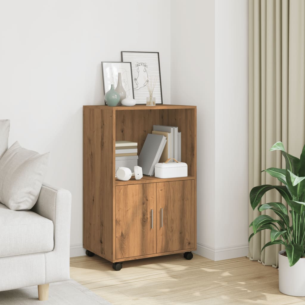 Rolling Cabinet Artisian Oak 55x40x91 cm Engineered Wood