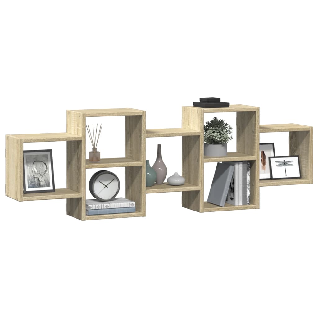 Wall Shelf Sonoma Oak 129x18x42 cm Engineered Wood
