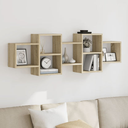 Wall Shelf Sonoma Oak 129x18x42 cm Engineered Wood