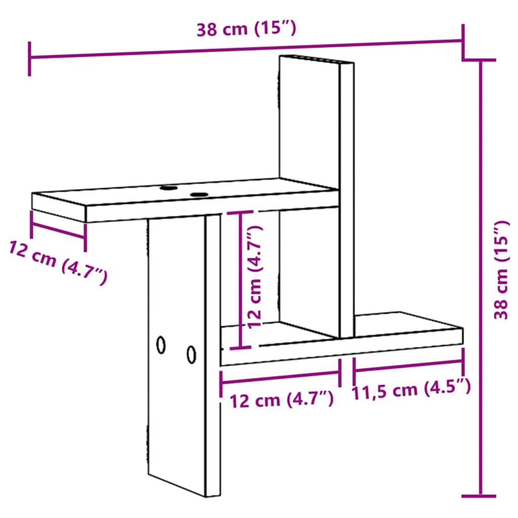 Wall Shelves 2 pcs Artisian Oak 38x12x38 cm Engineered Wood