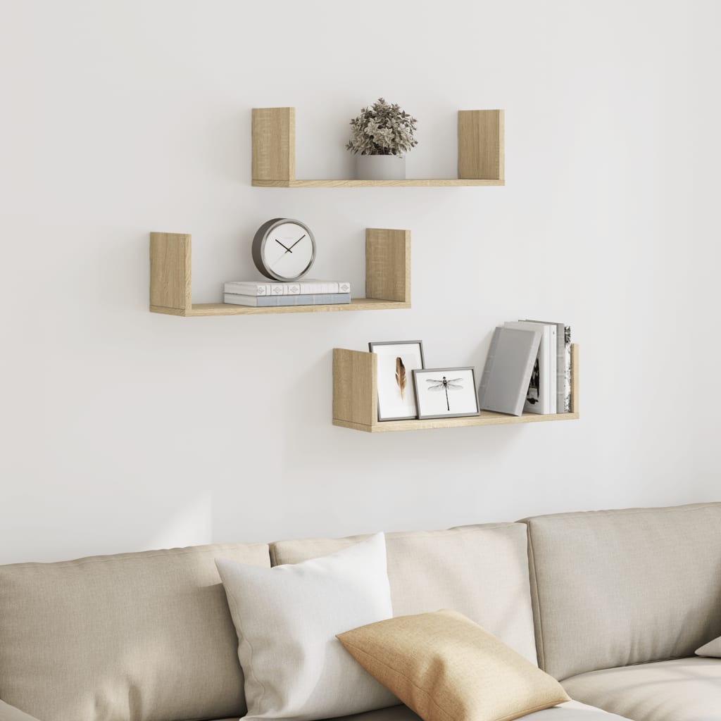 Wall Shelves 3 pcs Sonoma Oak 58x18x18 cm Engineered Wood