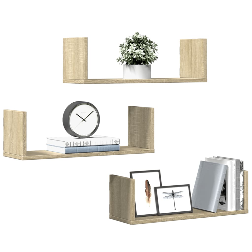 Wall Shelves 3 pcs Sonoma Oak 58x18x18 cm Engineered Wood