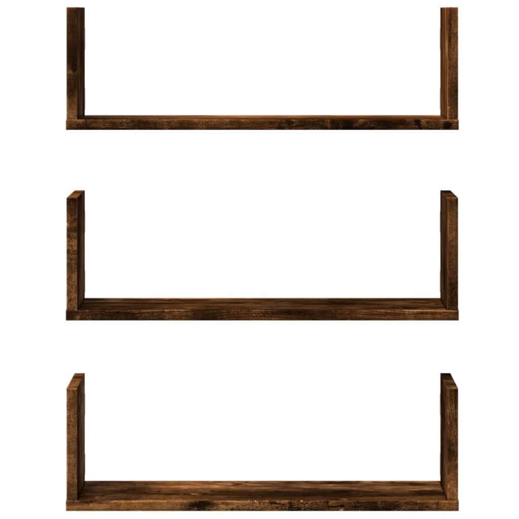 Wall Shelves 3 pcs Smoked Oak 58x18x18 cm Engineered Wood