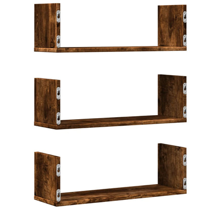 Wall Shelves 3 pcs Smoked Oak 58x18x18 cm Engineered Wood