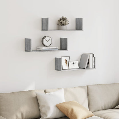 Wall Shelves 3 pcs Grey Sonoma 58x18x18 cm Engineered Wood