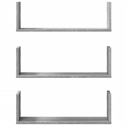 Wall Shelves 3 pcs Grey Sonoma 58x18x18 cm Engineered Wood