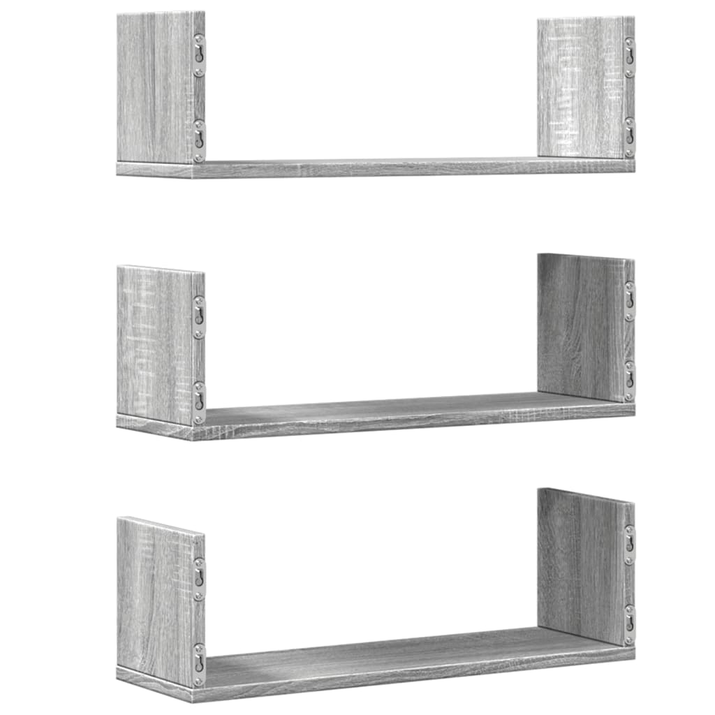Wall Shelves 3 pcs Grey Sonoma 58x18x18 cm Engineered Wood