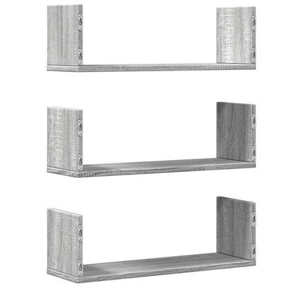 Wall Shelves 3 pcs Grey Sonoma 58x18x18 cm Engineered Wood