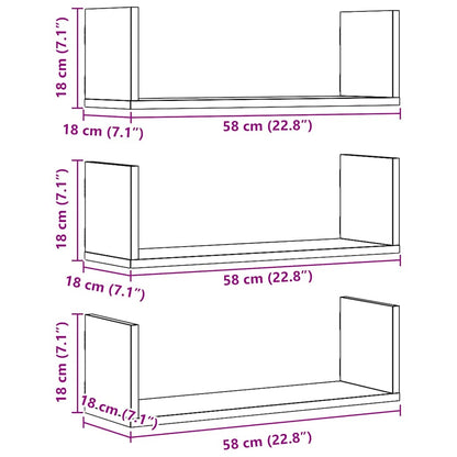 Wall Shelves 3 pcs Artisian Oak 58x18x18 cm Engineered Wood
