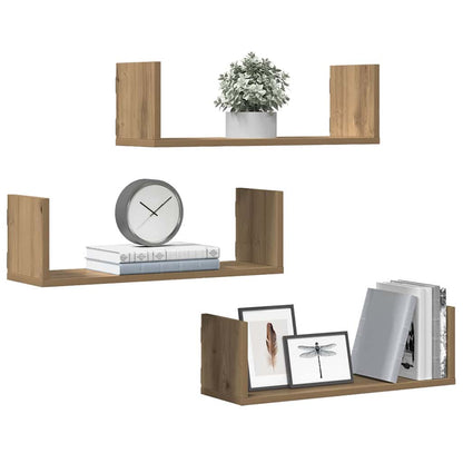 Wall Shelves 3 pcs Artisian Oak 58x18x18 cm Engineered Wood