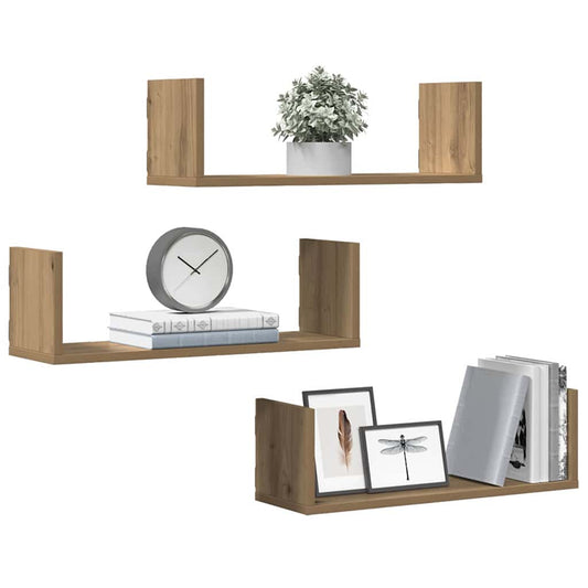 Wall Shelves 3 pcs Artisian Oak 58x18x18 cm Engineered Wood