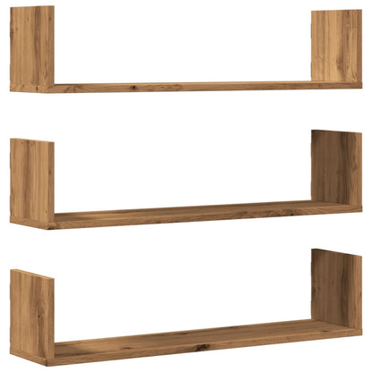 Wall Shelves 3 pcs Artisian Oak 80x18x18 cm Engineered Wood