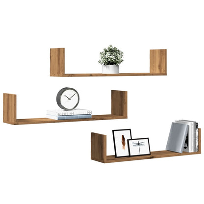 Wall Shelves 3 pcs Artisian Oak 80x18x18 cm Engineered Wood