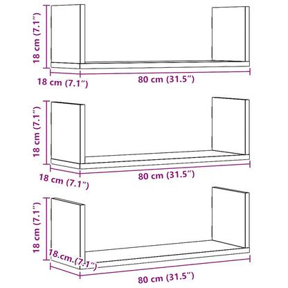 Wall Shelves 3 pcs Artisian Oak 80x18x18 cm Engineered Wood