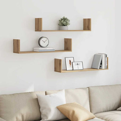 Wall Shelves 3 pcs Artisian Oak 80x18x18 cm Engineered Wood