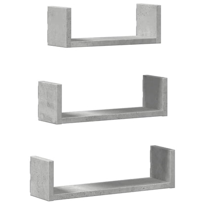 Wall Shelf 3 pcs Concrete Grey Engineered Wood