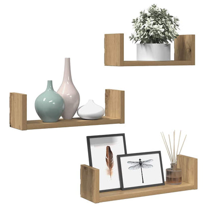 Wall Shelf 3 pcs Artisian Oak Engineered Wood