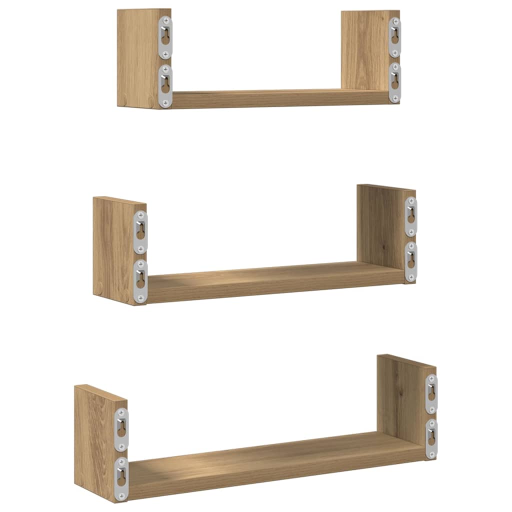 Wall Shelf 3 pcs Artisian Oak Engineered Wood