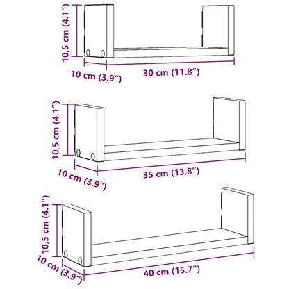 Wall Shelf 3 pcs Artisian Oak Engineered Wood