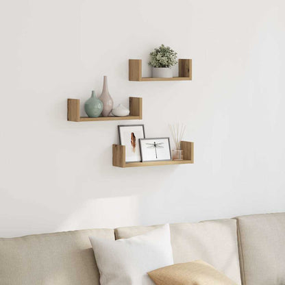Wall Shelf 3 pcs Artisian Oak Engineered Wood