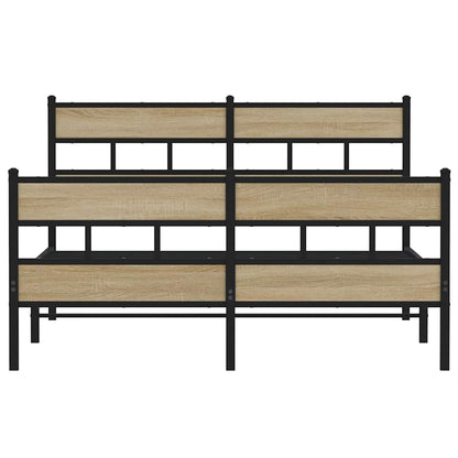 Metal Bed Frame without Mattress Sonoma Oak 150x200 cm King Size