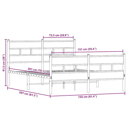 Metal Bed Frame without Mattress Sonoma Oak 150x200 cm King Size