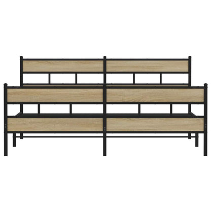 Metal Bed Frame without Mattress Sonoma Oak 180x200 cm Super King