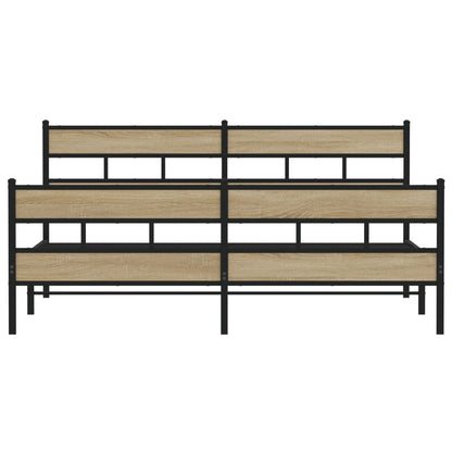 Metal Bed Frame without Mattress Sonoma Oak 183x213 cm