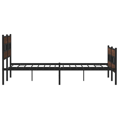 Metal Bed Frame without Mattress Brown Oak 180x200 cm Super King