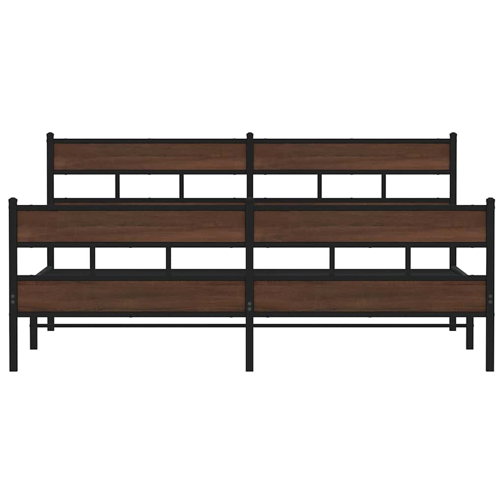 Metal Bed Frame without Mattress Brown Oak 183x213 cm