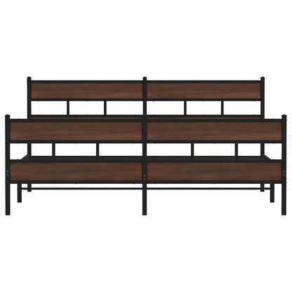 Metal Bed Frame without Mattress Brown Oak 183x213 cm