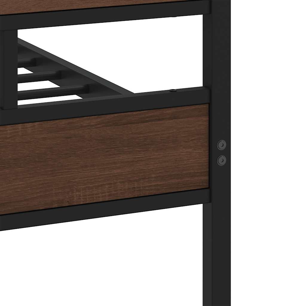 Metal Bed Frame without Mattress Brown Oak 183x213 cm