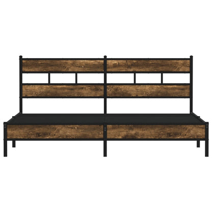 Metal Bed Frame without Mattress Smoked Oak 193x203 cm