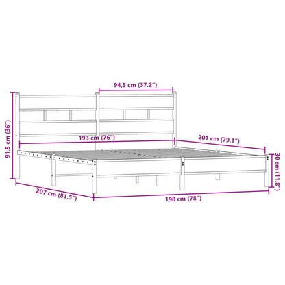 Metal Bed Frame without Mattress Smoked Oak 193x203 cm