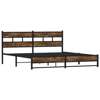 Metal Bed Frame without Mattress Smoked Oak 200x200 cm