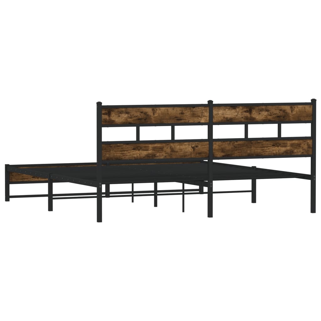 Metal Bed Frame without Mattress Smoked Oak 200x200 cm