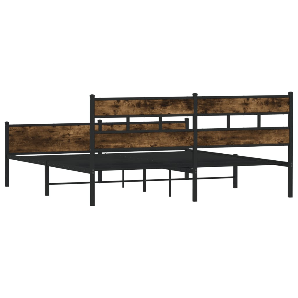 Metal Bed Frame without Mattress Smoked Oak 193x203 cm